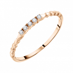 Women's ring, russian red gold 585, with zirconia