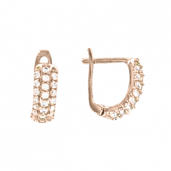 Charming earrings, Russian red gold 585, with zirconia, height approx. 9 mm, weight approx. 1.5 gr.