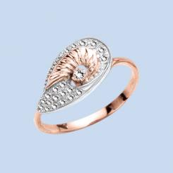 fashionable Ladies Ring, rose gold 585, zirconia