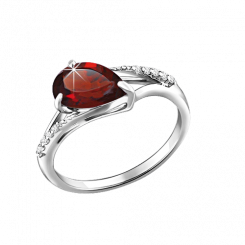 schöner Damenring, Silber 925, Granat , Zirkonia