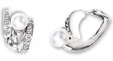 Charmante Ohrringe, Silber 925, mit 2 Perlen und 24 Zirkonia, Höhe ca. 18 mm