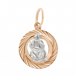 Wonderful pendant with zodiac sign "Aquarius"- 21.01-19.02, red/white gold 585, diameter approx. 16 mm, height approx. 26 mm
