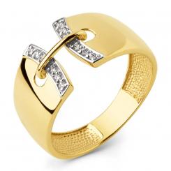 Women's ring, yellow gold 585, with zirconia, width approx. 10 mm