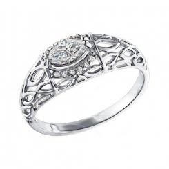 Women's ring, 925 sterling silver, with zirconia, width approx. 7 mm