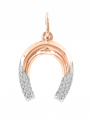 Schöner hufeisenförmiger Anhänger, Rotgold 585, mit Zirkonia, Höhe ca. 20 mm