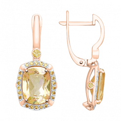 Ausgezeichnete Ohrhänger, Rotgold 585, Swarovski zirkonia und Topas Swarovski , Höhe ca. 23 mm