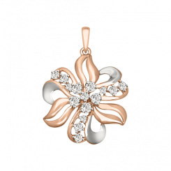 schöne Anhänger Blume aus Rot-/Weißgold 585 mit Zirkonia, Höhe ca. 30 mm