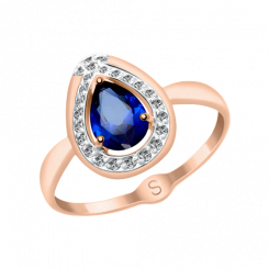 Charming ladies ring, red gold 585, sapphire HTS and zirconia