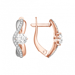 Charming earrings in red gold 585, with  zirconia, height about 16 mm.