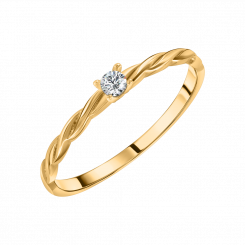 Women's ring, yellow gold 585, with zirconia - diameter approx. 2 mm