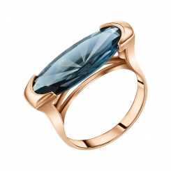 Damenring, Russisches Rotgold 585, mit London Blue Topas - Größe des Stein ca. 24х8 mm