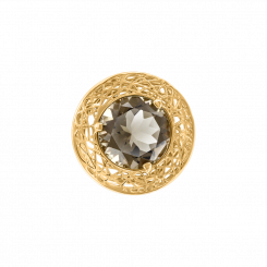 Pendant, yellow gold 585, smoky quartz, diameter approx. 15 mm
