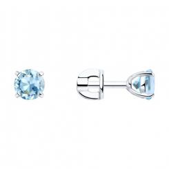 Bright stud earrings, silver 925, with sky blue topaz - diameter approx. 5 mm