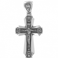 Beeindruckender Anhänger Kreuz, Silber 925, mit Gravur Höhe ca. 51 mm