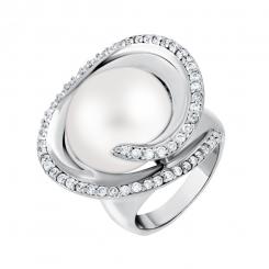 atemberaubender Damenring, Silber 925, Zirkonia, Perle