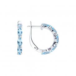 Attractive earrings in silver 925, with 10 blue topaz - size approx. 6x3 mm, height approx. 22 mm