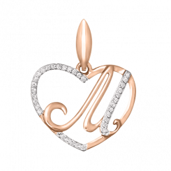 Heart-shaped pendant made of red gold 585, with zirconia, height approx. 24 mm