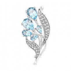 925 sterling silver brooch with Sky topaz and cubic zirconia; height approx. 36 mm