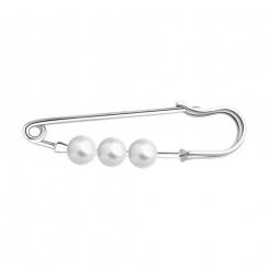 Brooch, silver 925, with pearls - diameter approx. 6 mm, length approx. 50 mm