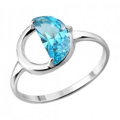 Eleganter Damenring aus Silber 925 mit blauem Zirkonia, ca. 10 mm