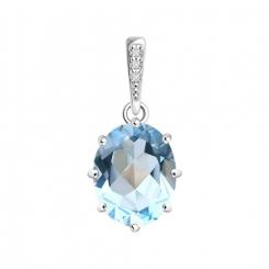 Pendant, silver 925, with topaz Sky - size approx. 10x8 mm and zirconia, height approx. 20 mm