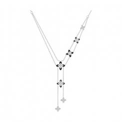 Колье из серебра 925 пробы с фианитами и эмалью, длина ≈ 40-45 см 
