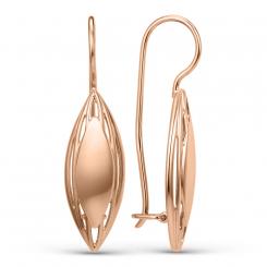 Серьги, русское красное золото 585 пробы, ширина ≈ 8 мм, высота ≈ 32 мм