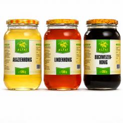 Honig Trio Klassik Set - Lindenhonig, Akazienhonig, Buchweizenhonig (3x1200g)