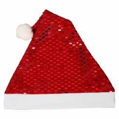 Weihnachtsmann-Mütze-Set rot 12 Stück Disco-Glitzer, 29x33 cm