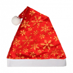Weihnachtsmann-Mütze rot mit goldenen Schneeflocken, 30x40 cm
