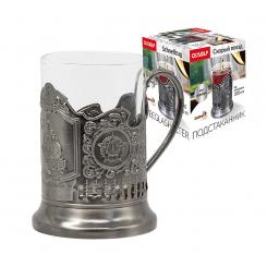 Tea glass holder with tea glass - fast train - New, in silver, 200 ml