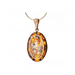 AmberProfi Amber Icon Pendant with Gold Plated Face of Holy Guardian Angel
