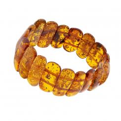 Stretch bracelet from natural amber stones in cognac color