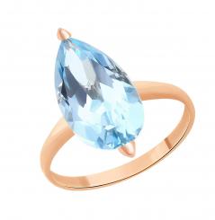 Ladies' ring in 585 rose gold with blue topaz