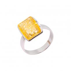 Женское кольцо из серебра 925 пробы с лимонным янтарем