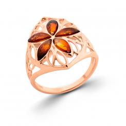 Ladies' ring in 925 silver with sunrise amber stones, rose gold-plated