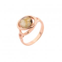 Ladies' ring in 925 silver with labradorite, rose gold-plated