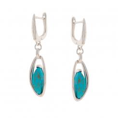 Earrings in 925 silver with turquoise, rhodium-plated