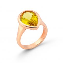 Ladies' ring in 585 rose gold with lemon quartz