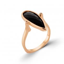 Ladies' ring in 585 rose gold with black agate and diamonds