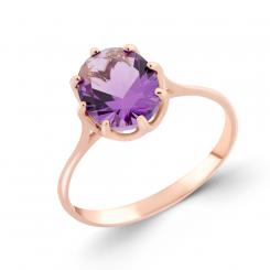 Кольцо из красного золота 585 пробы с аметистом