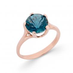 Ladies' ring in 585 rose gold with blue topaz