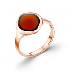 Ladies' ring in 925 silver with cherry amber, rose gold-plated