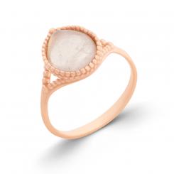 Ladies' ring in 925 silver, rose gold-plated, with rose quartz
