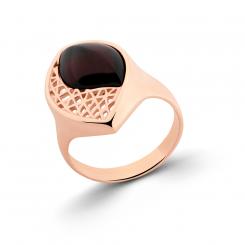 Ladies' ring in 925 silver with cherry amber, rose gold-plated