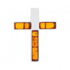 Cross pendant in 925 silver with amber