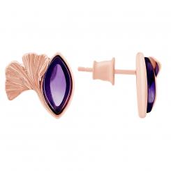 Серьги-гвоздики из серебра 925 пробы с аметистом, розовое позолоченное покрытие