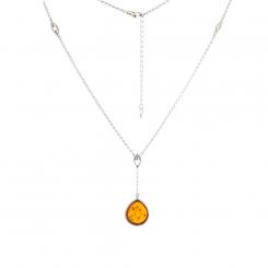 Necklace in 925 silver with cognac amber pendant