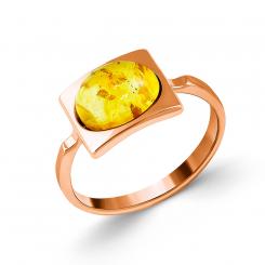 Ladies' ring in gold-plated 925 Sterling silver with yellow amber
