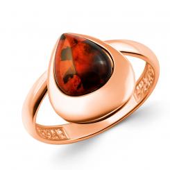 Ladies' ring in gold-plated 925 sterling silver with amber
